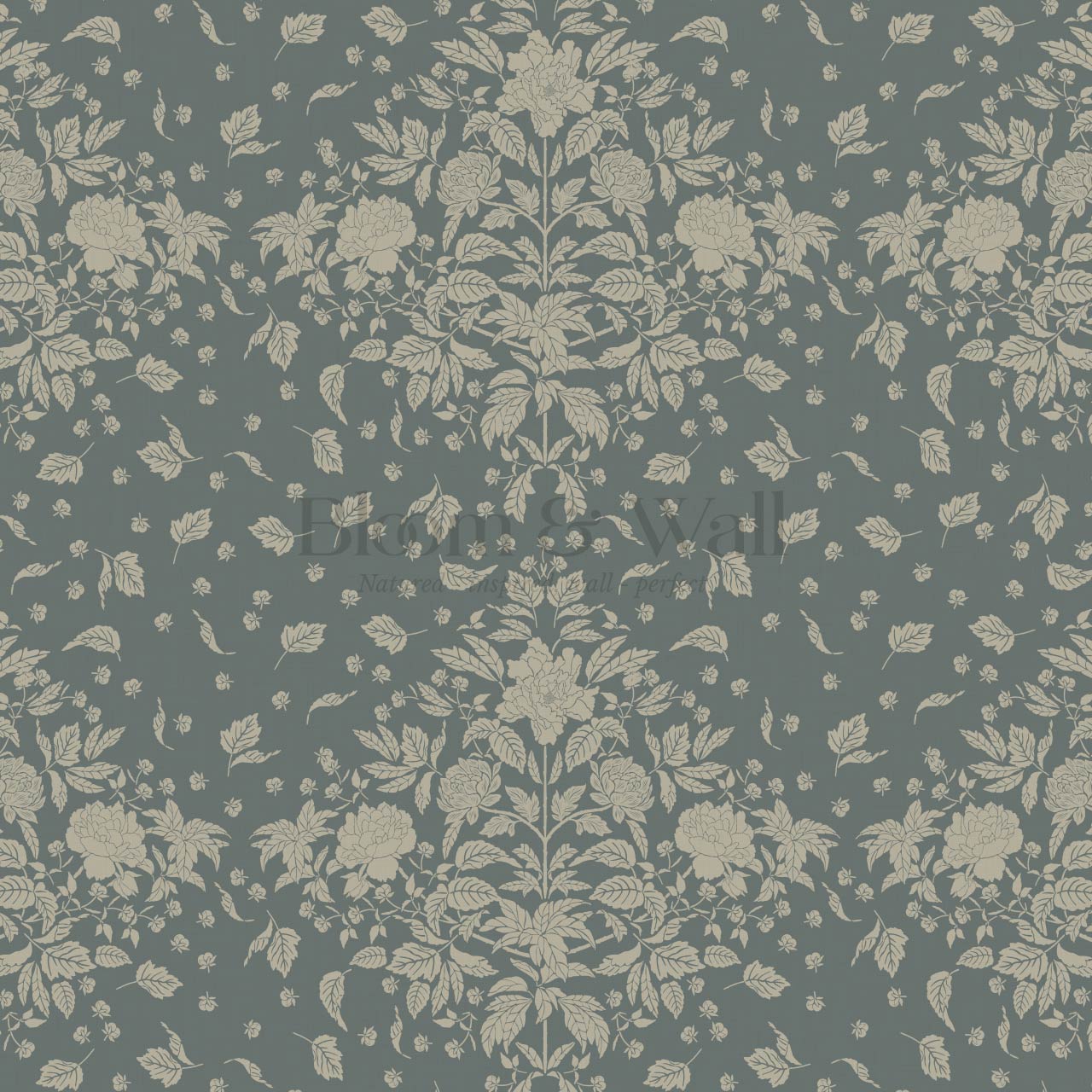 Kayla Tosssed Peonies Taupe Slate Wallpaper