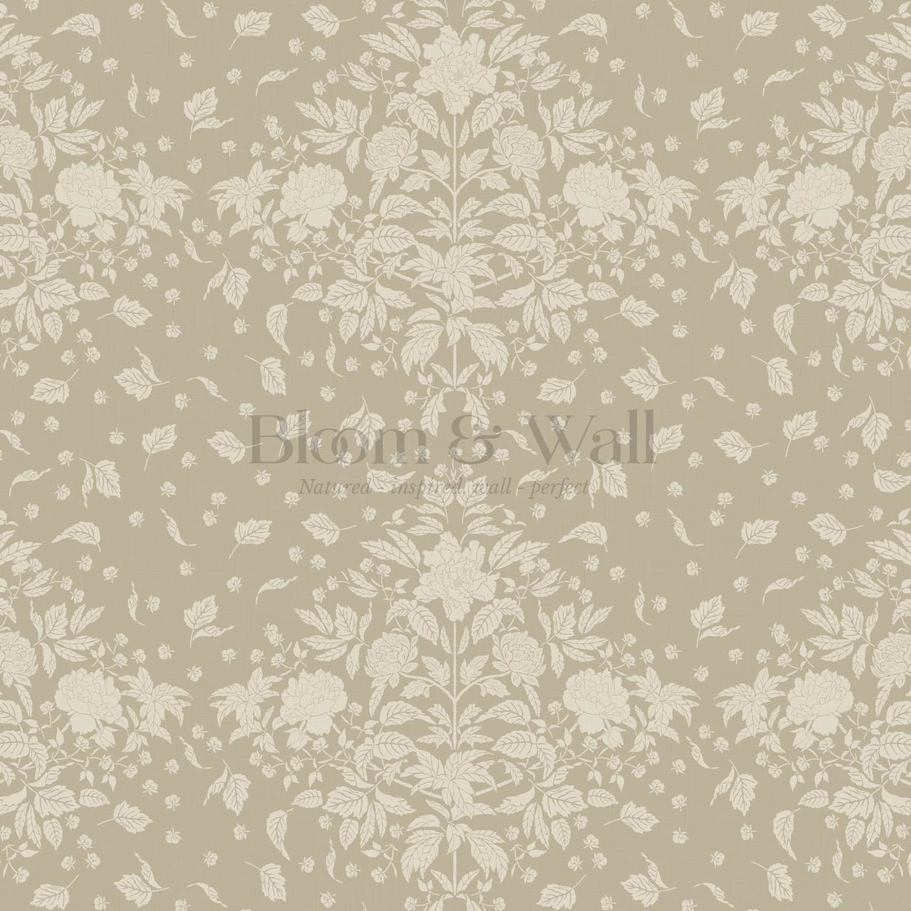 Kayla Tosssed Peonies Stone Ivory Wallpaper
