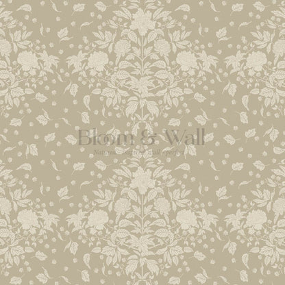 Kayla Tosssed Peonies Stone Ivory Wallpaper