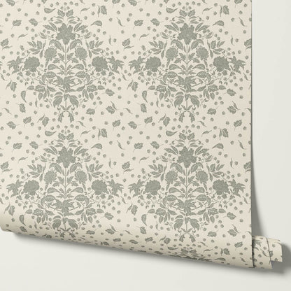 Kayla Tosssed Peonies Cream Sage Wallpaper