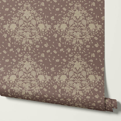 Kayla Tosssed Peonies Taupe Rose Dust Wallpaper
