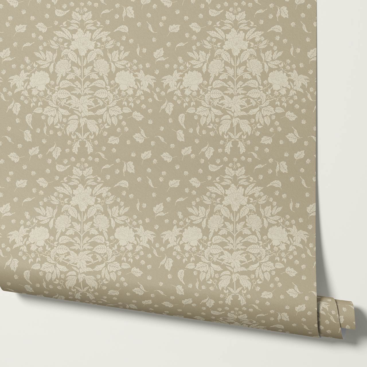 Kayla Tosssed Peonies Stone Ivory Wallpaper