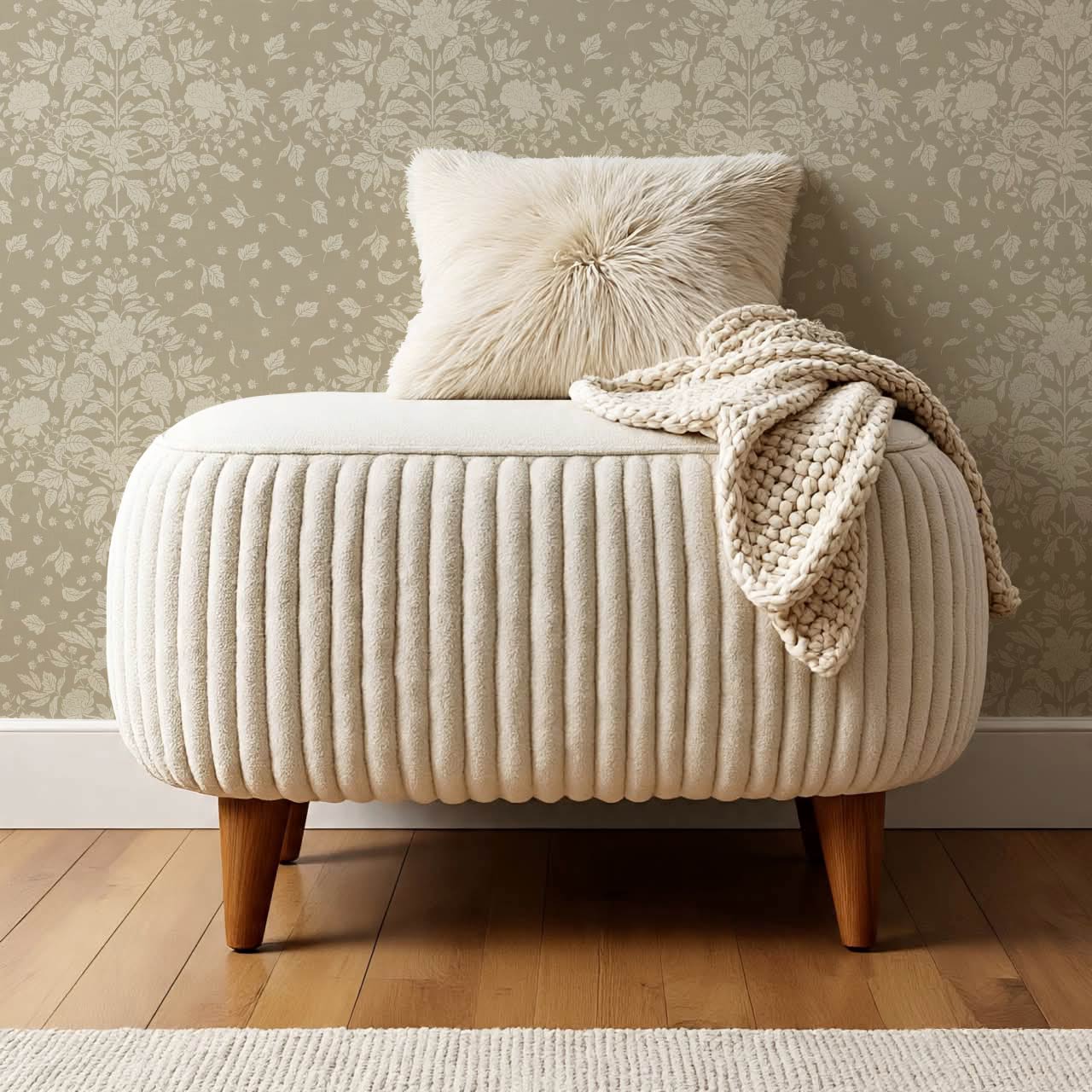 Kayla Tosssed Peonies Stone Ivory Wallpaper