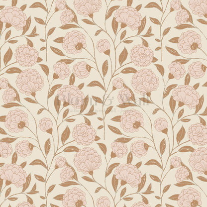 Kaylani Floral Vines Butter Blush Wallpaper