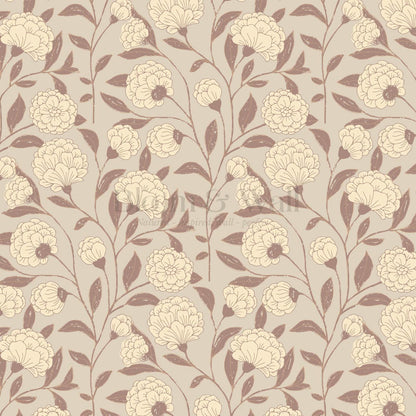 Kaylani Floral Vines Taupe Mocha Wallpaper