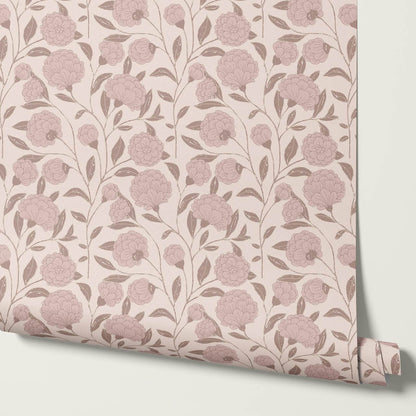 Kaylani Floral Vines Mauve Wallpaper