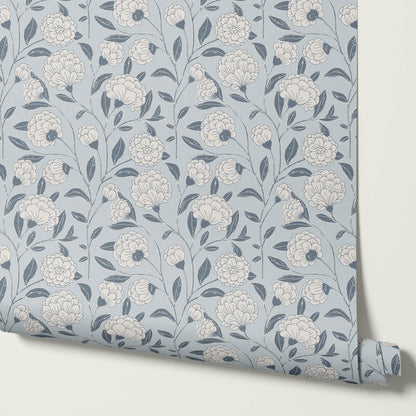 Kaylani Floral Vines Sky Wallpaper
