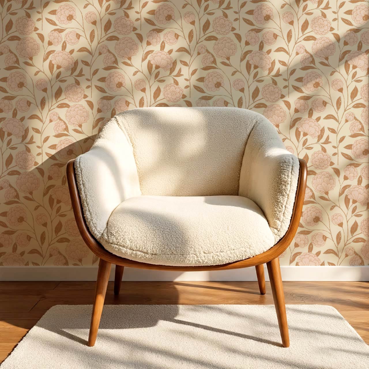 Kaylani Floral Vines Butter Blush Wallpaper
