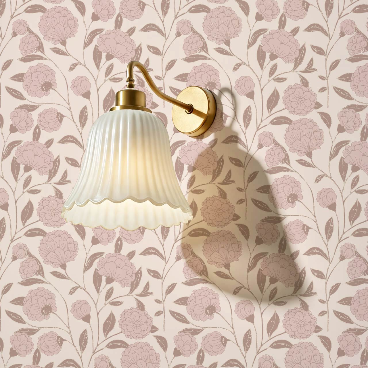 Kaylani Floral Vines Mauve Wallpaper