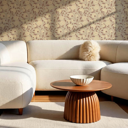 Kaylani Floral Vines Taupe Mocha Wallpaper