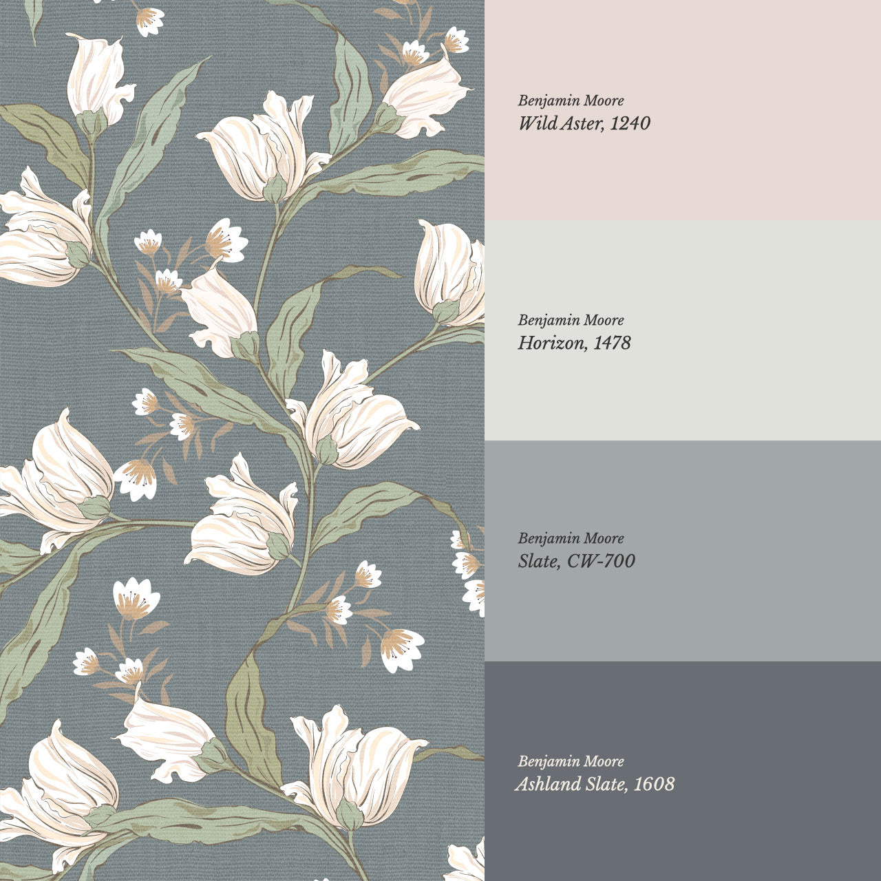 Kehlani Dancing Tulips Slate Wallpaper