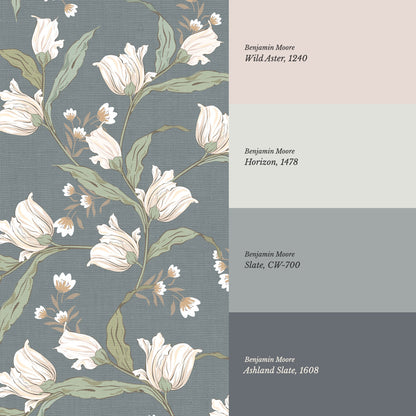 Kehlani Dancing Tulips Slate Wallpaper
