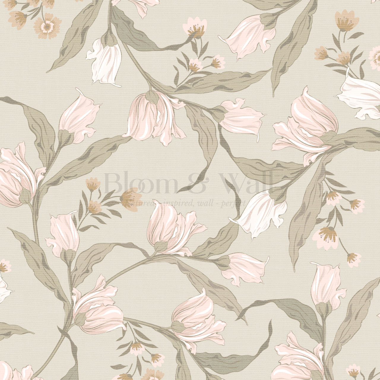 Kehlani Dancing Tulips Blush Beige Wallpaper