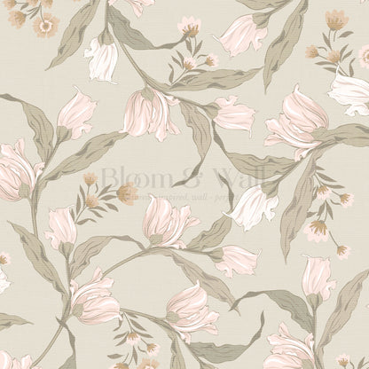Kehlani Dancing Tulips Blush Beige Wallpaper