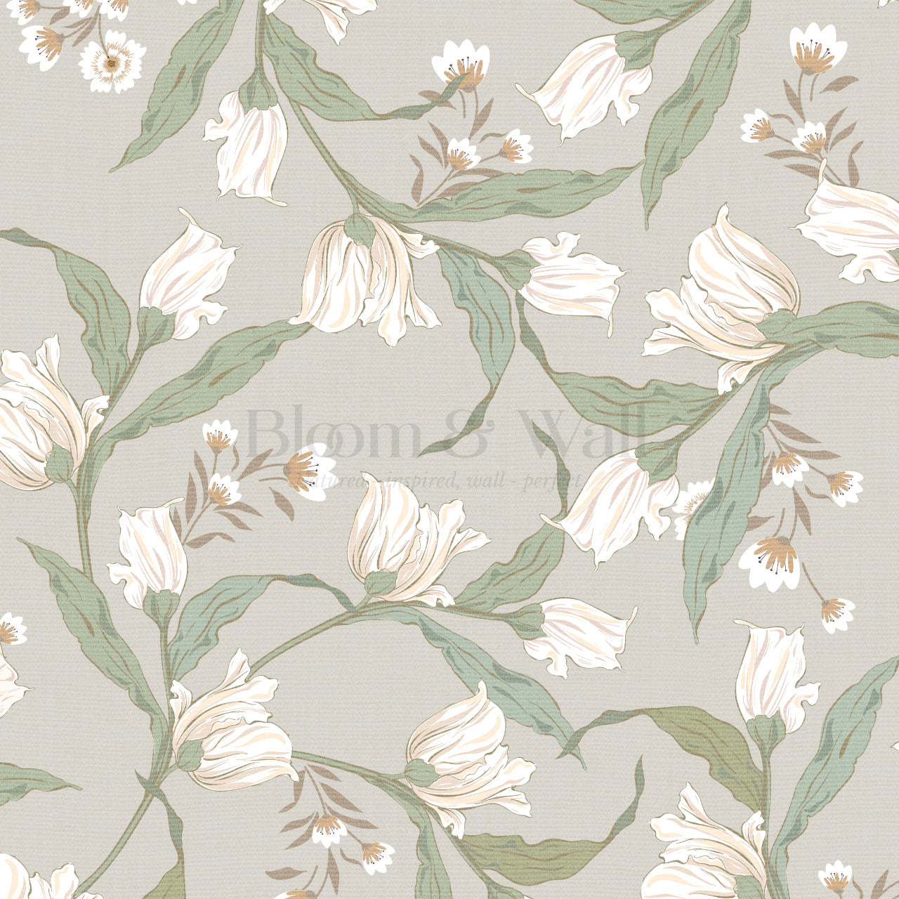 Kehlani Dancing Tulips Taupe Coral Wallpaper