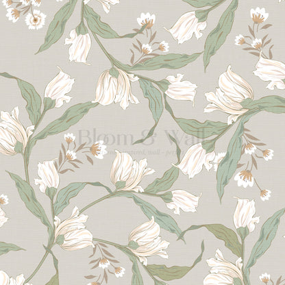 Kehlani Dancing Tulips Taupe Coral Wallpaper