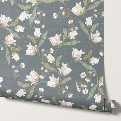 Kehlani Dancing Tulips Slate Wallpaper