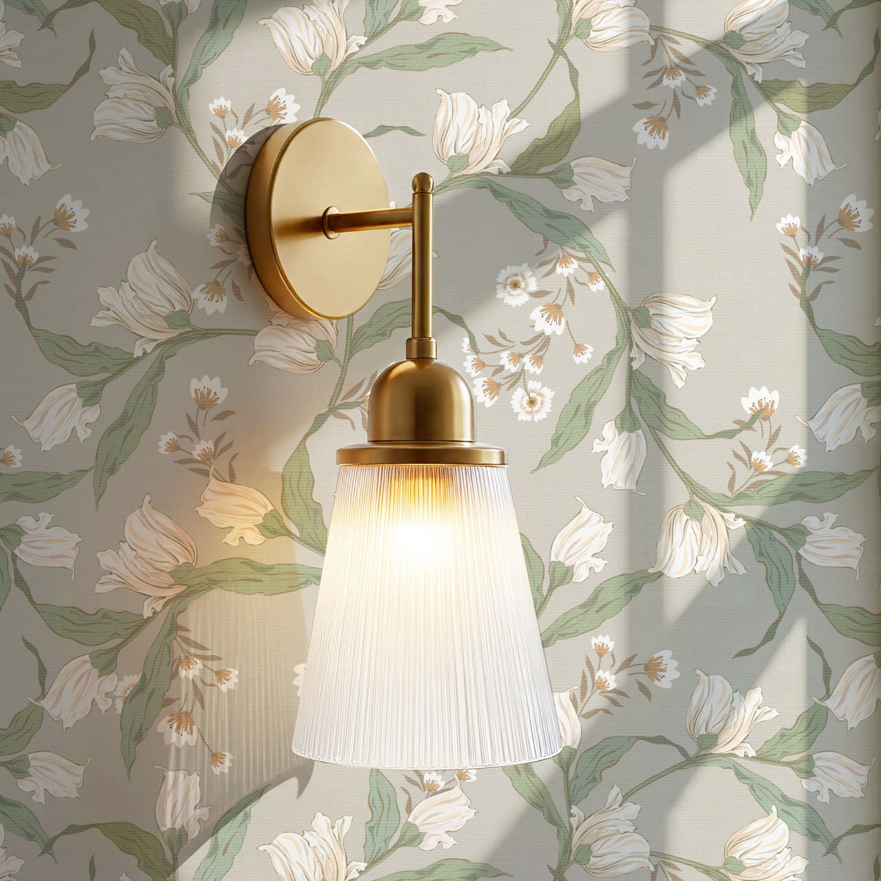 Kehlani Dancing Tulips Taupe Coral Wallpaper