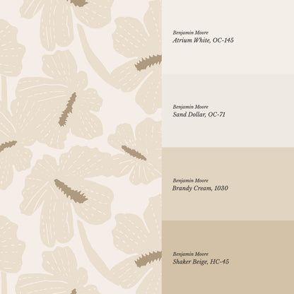 Kennedy Hibiscus Neutral Wallpaper