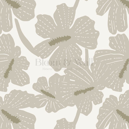 Kennedy Hibiscus French Slate Wallpaper