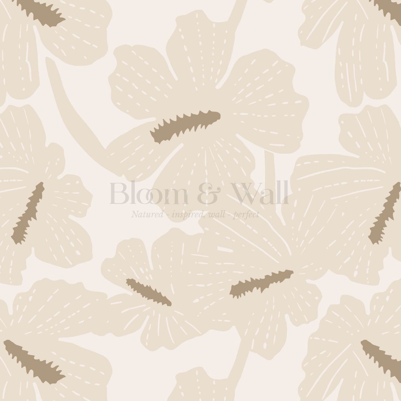 Kennedy Hibiscus Neutral Wallpaper