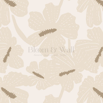 Kennedy Hibiscus Neutral Wallpaper