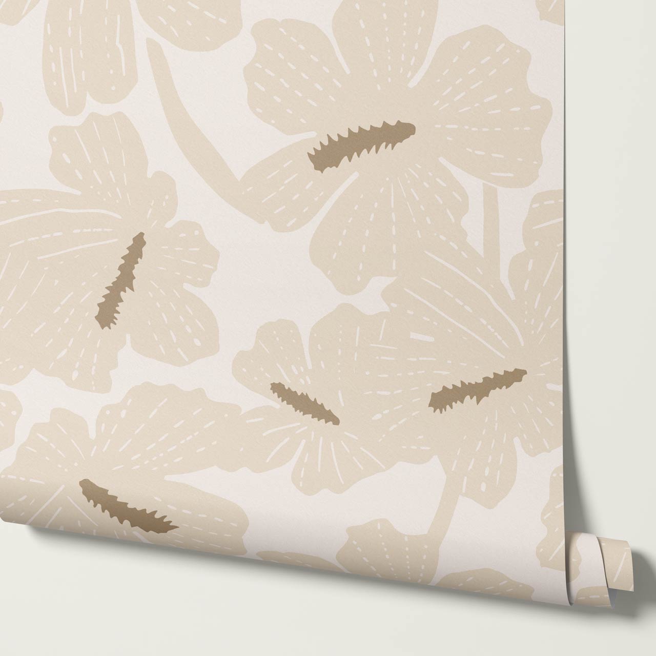 Kennedy Hibiscus Neutral Wallpaper