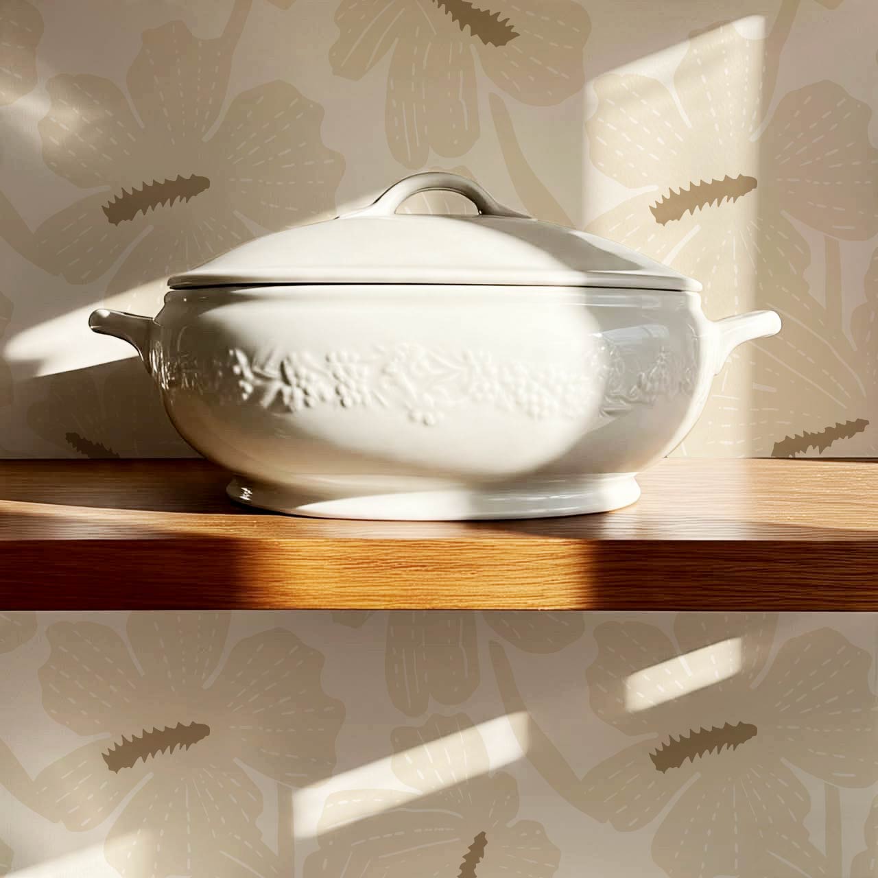 Kennedy Hibiscus Neutral Wallpaper