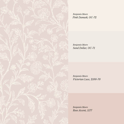 Kiki Trailing Floral Blush Ivory Wallpaper