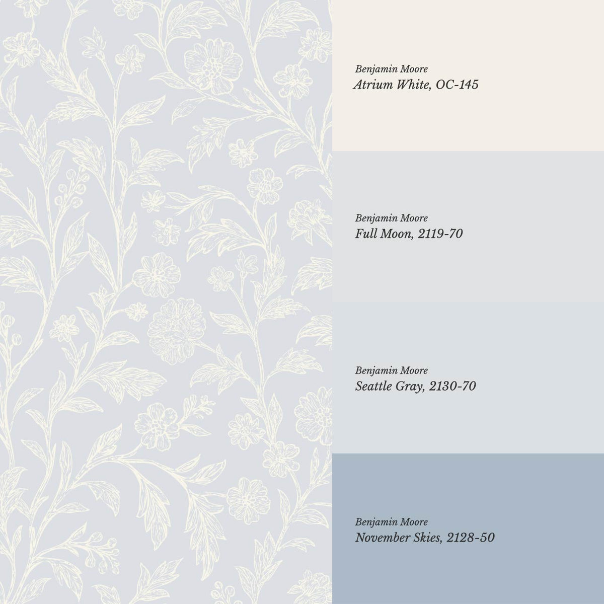 Kiki Trailing Floral Sky Cream Wallpaper