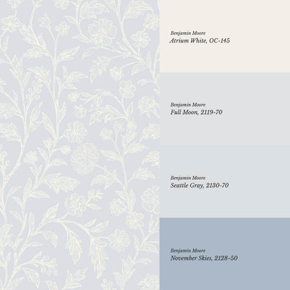 Kiki Trailing Floral Sky Cream Wallpaper