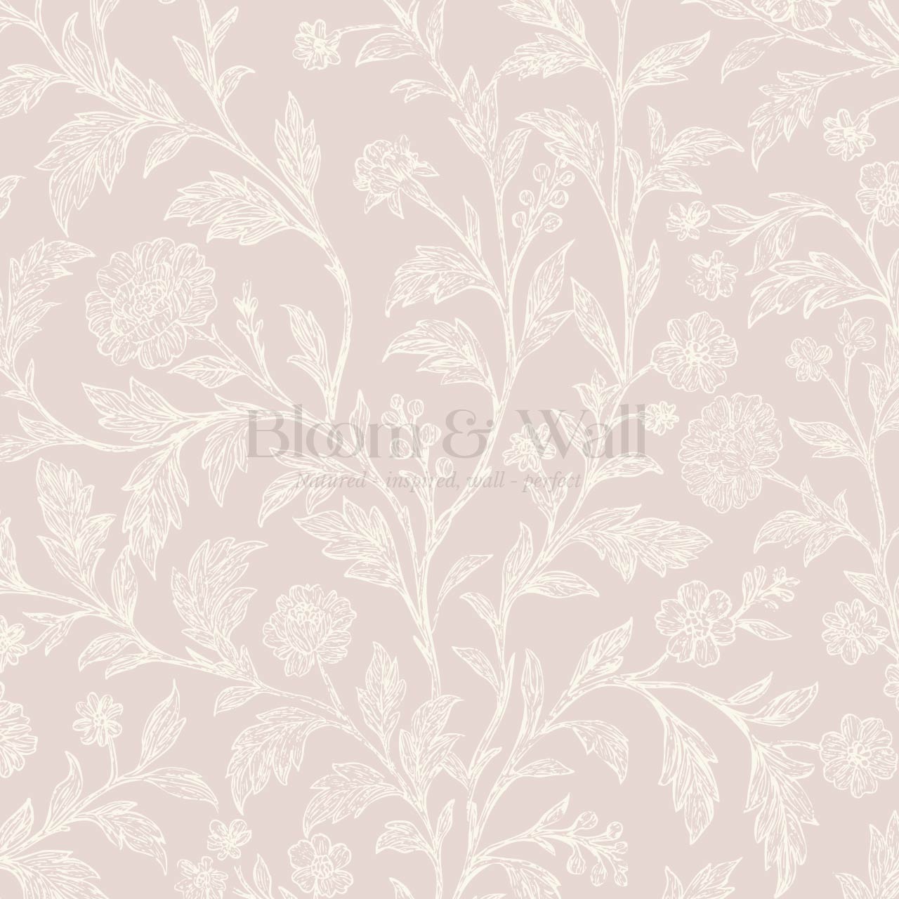 Kiki Trailing Floral Blush Ivory Wallpaper