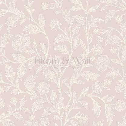 Kiki Trailing Floral Blush Ivory Wallpaper