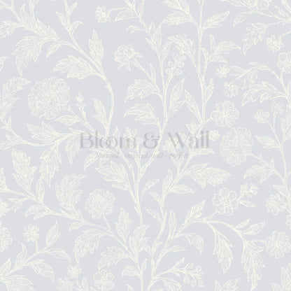 Kiki Trailing Floral Sky Cream Wallpaper
