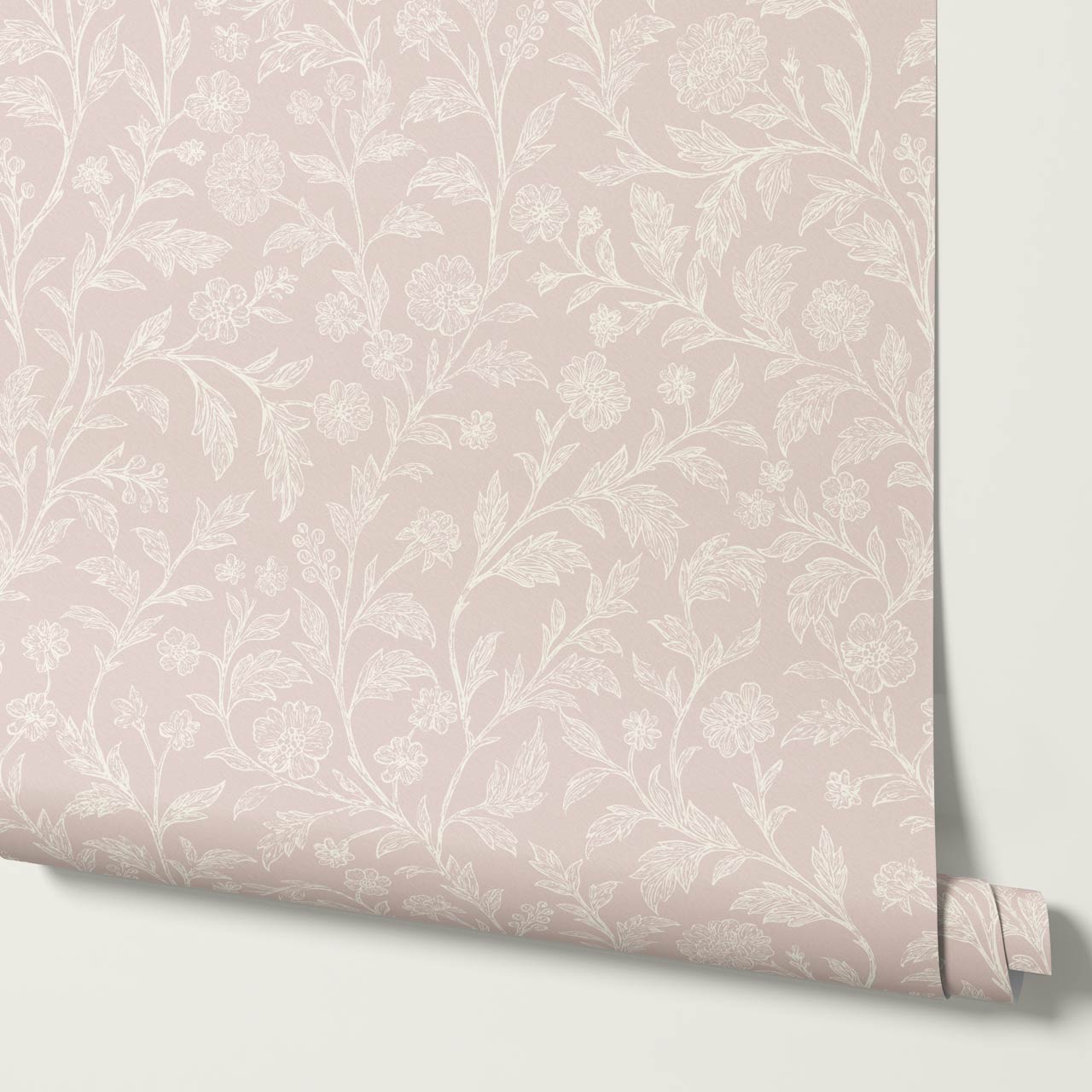Kiki Trailing Floral Blush Ivory Wallpaper