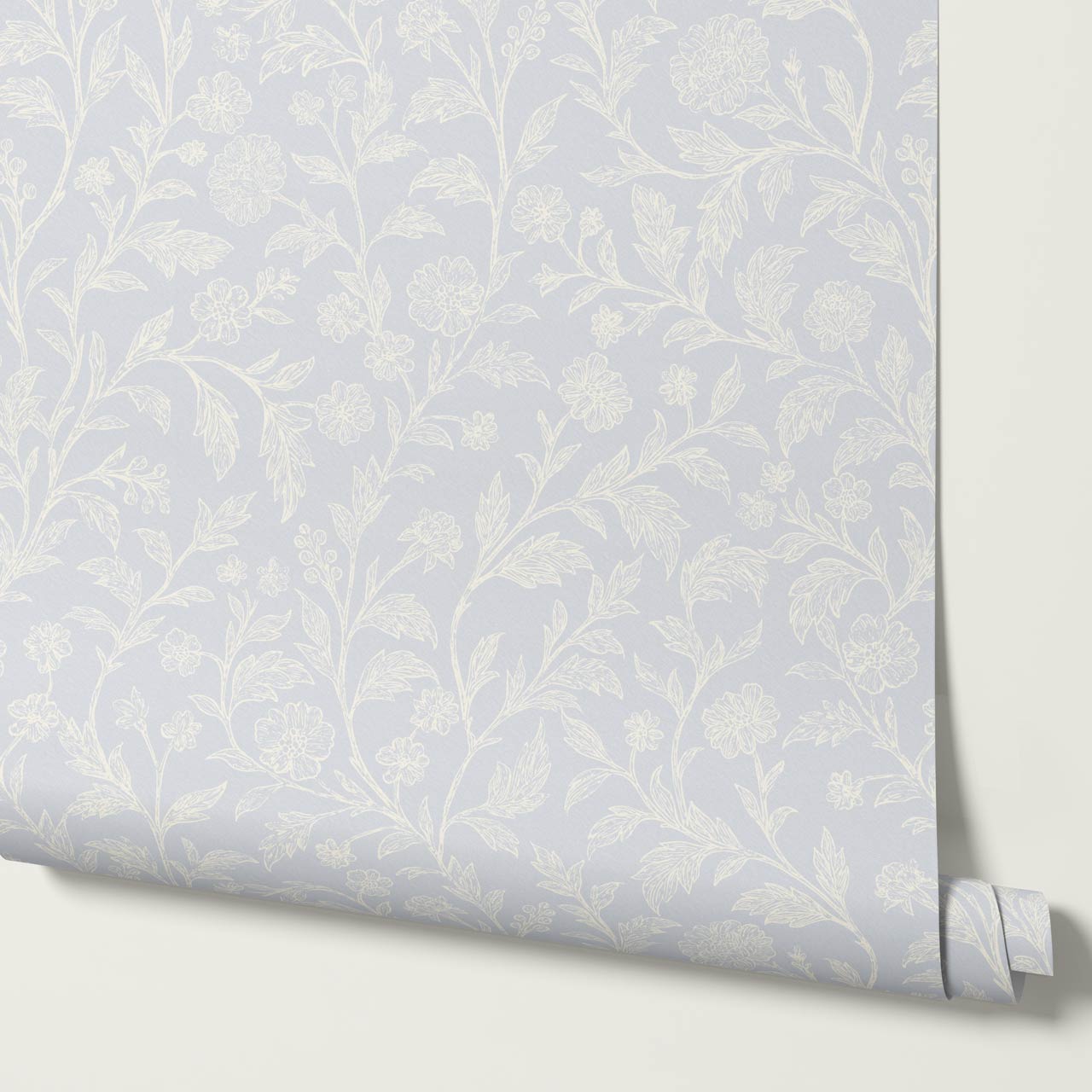 Kiki Trailing Floral Sky Cream Wallpaper