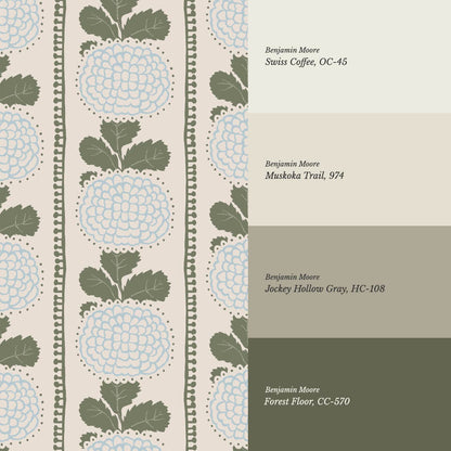 Kimberly Folka Bloom Stripes Forest Blue Wallpaper