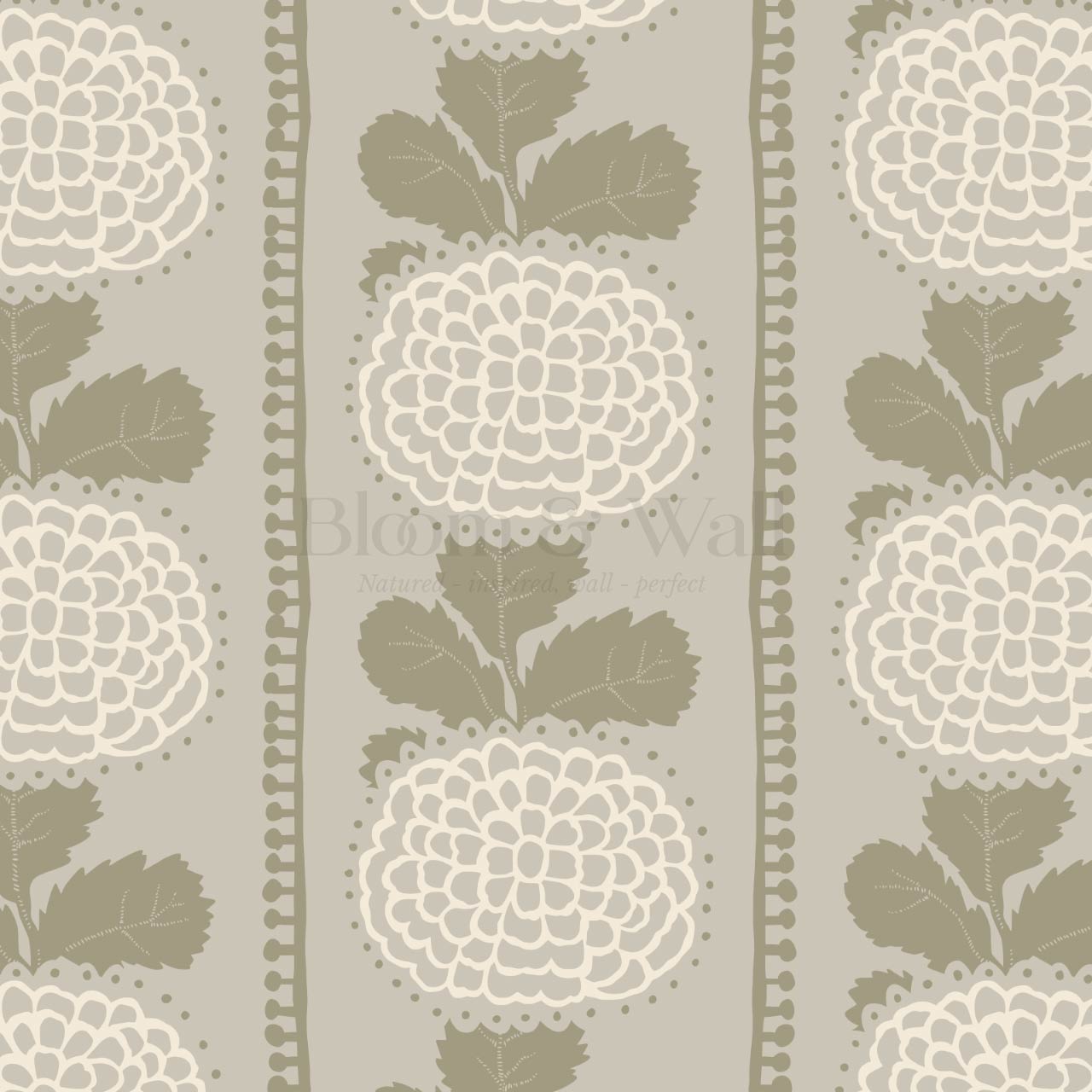 Kimberly Folka Bloom Stripes Olive Wallpaper