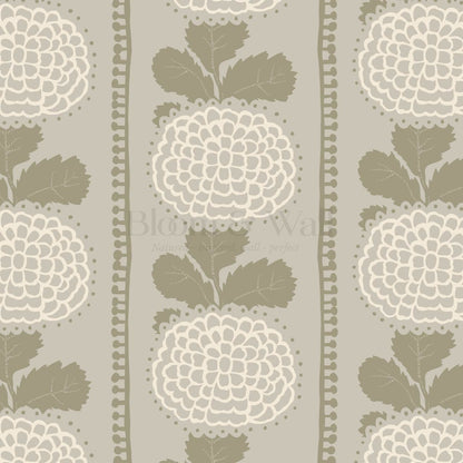 Kimberly Folka Bloom Stripes Olive Wallpaper