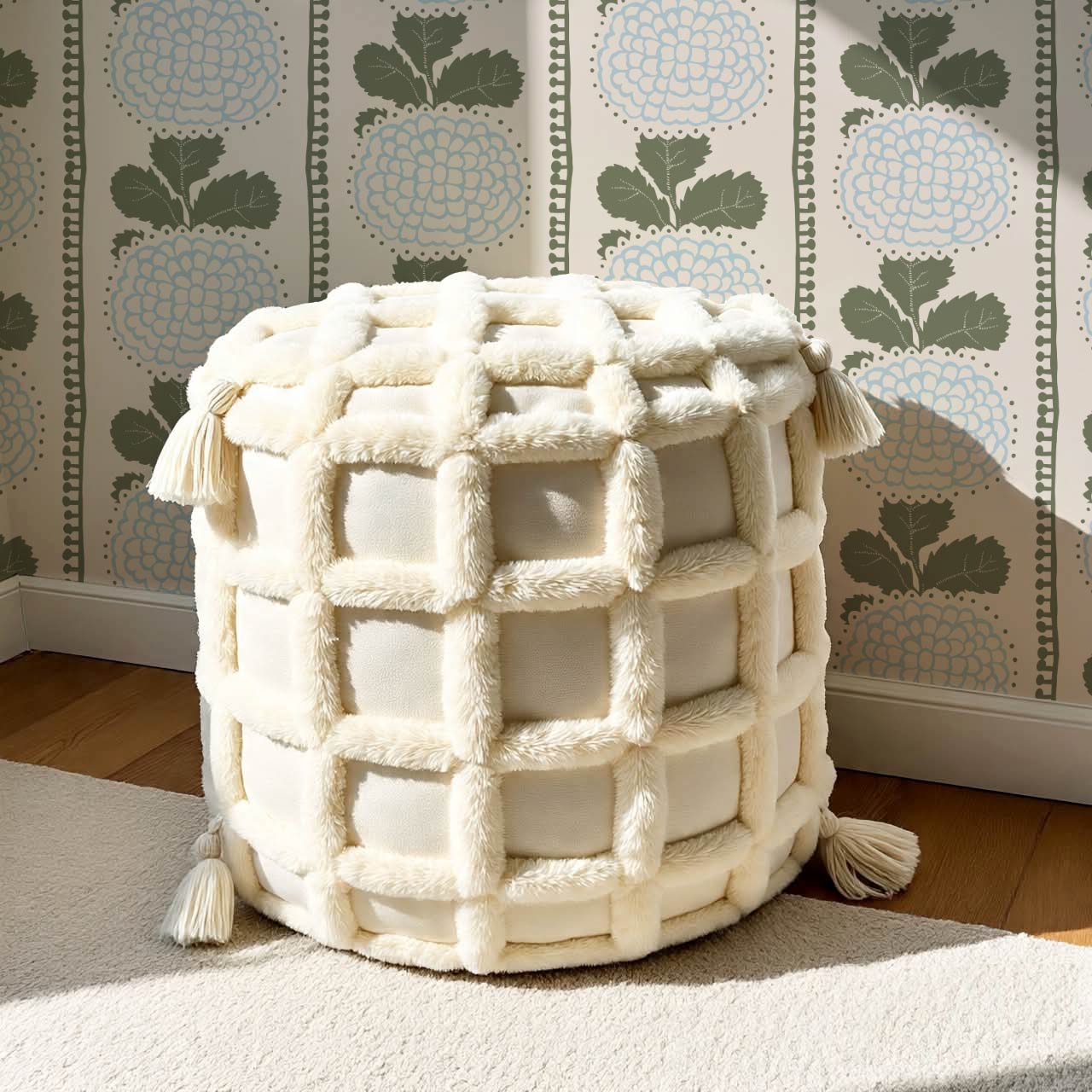 Kimberly Folka Bloom Stripes Forest Blue Wallpaper