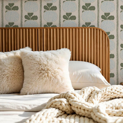 Kimberly Folka Bloom Stripes Forest Blue Wallpaper