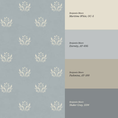 Kinsley Pressed in Petals French Blue Wallpaper