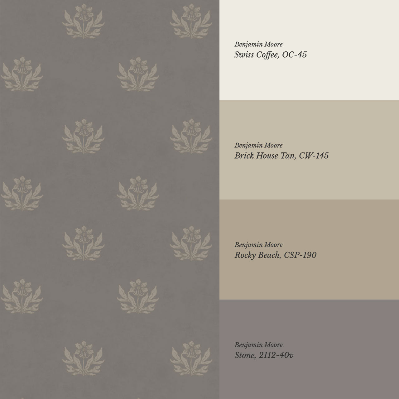 Kinsley Pressed in Petals Wet Stone Wallpaper