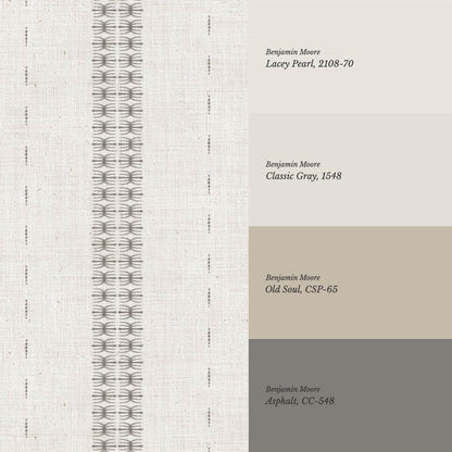 Kitianna Loom Stripe Charcoal Bone Wallpaper