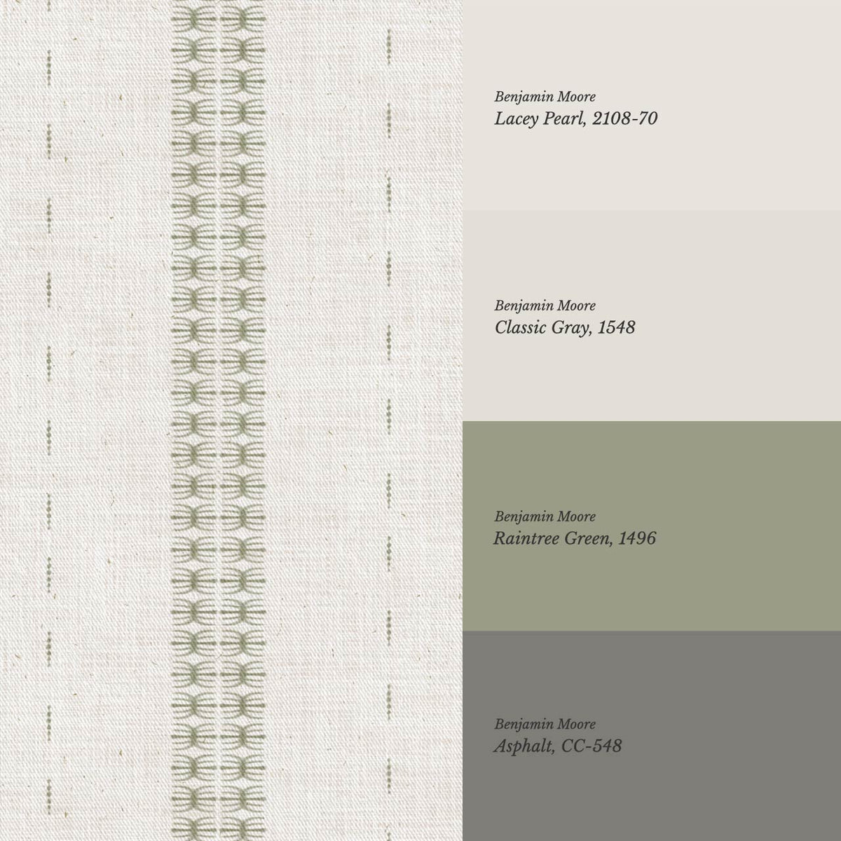 Kitianna Loom Stripe Sage Olive Bone Wallpaper
