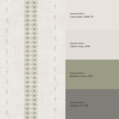 Kitianna Loom Stripe Sage Olive Bone Wallpaper