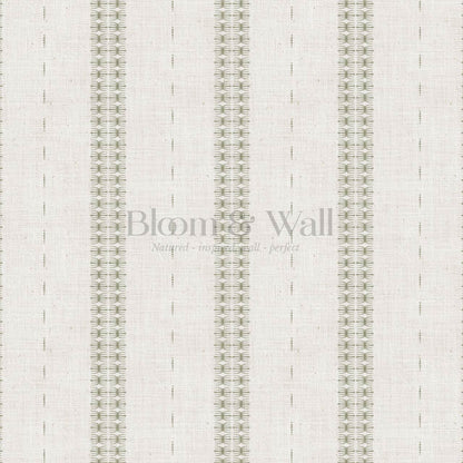 Kitianna Loom Stripe Sage Olive Bone Wallpaper