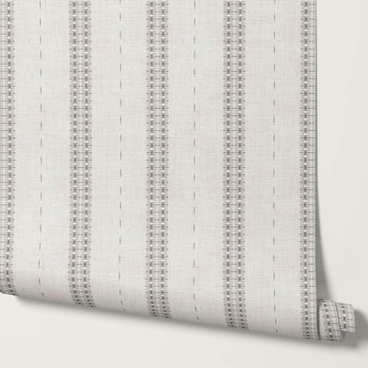 Kitianna Loom Stripe Charcoal Bone Wallpaper