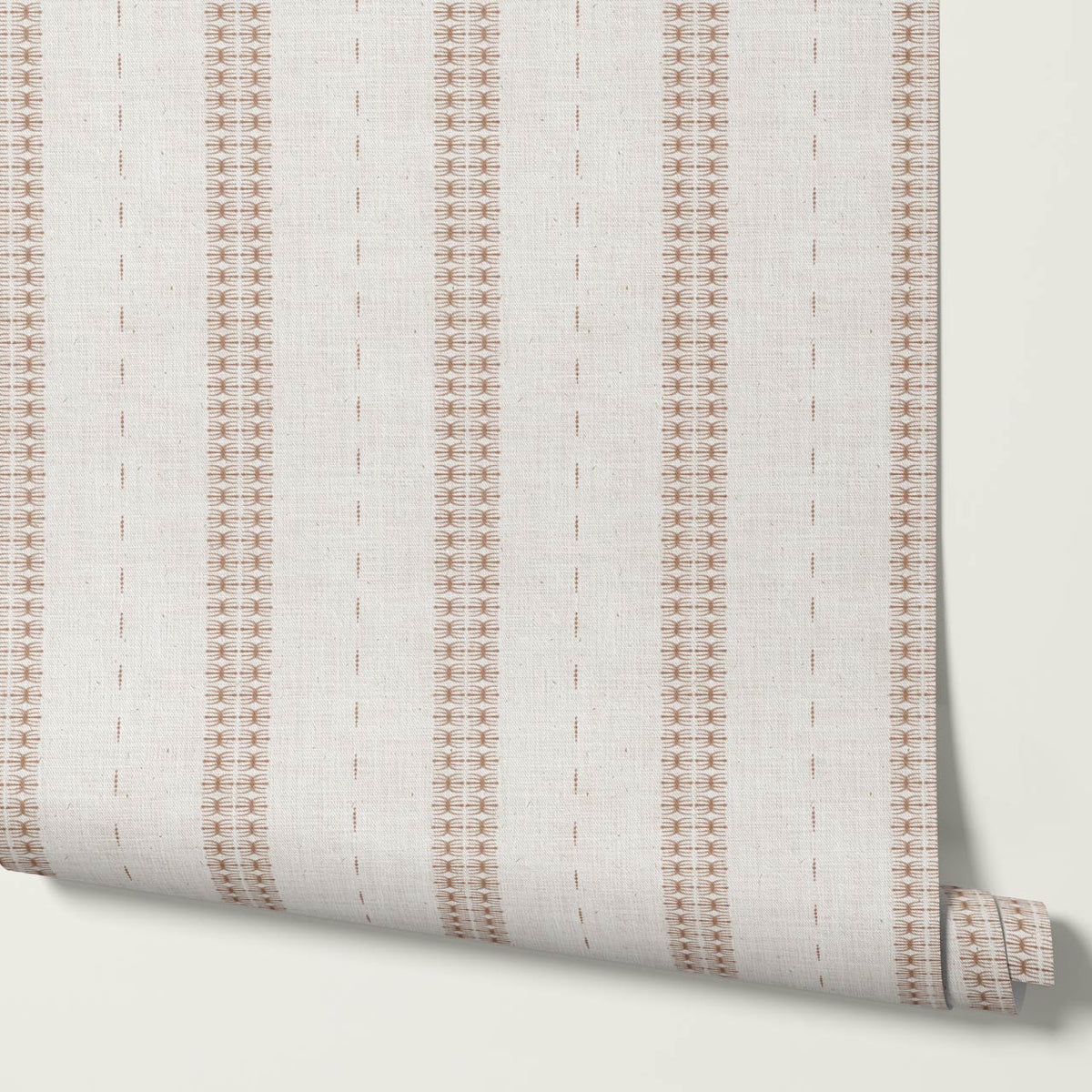 Kitianna Loom Stripe Wet Clay Bone Wallpaper