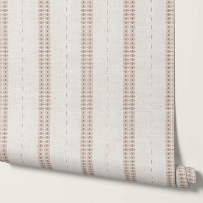 Kitianna Loom Stripe Wet Clay Bone Wallpaper